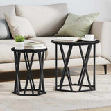 Coffee Table 2 pcs Black Oak Engineered Wood and Steel 868261