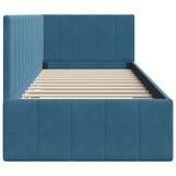 Corner Bed Frame with Headboard Blue 80 x 200 cm Velvet 42016286