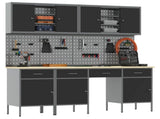Work Cabinet with Drawer 10 pcs Black Engineered Wood and Steel 3321472