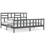 ZNTS Bed Frame without Mattress Grey 200x200 cm Solid Wood Pine 3193098