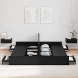 Storage Bed Frame Black Oak 200 x 200 cm Engineered Wood 3335262