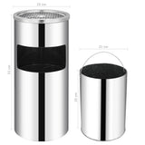Ashtray Dustbin Silver Stainless Steel Medium Removable Covers 51095