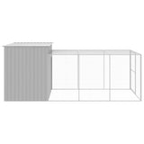 Dog House with Run Light Grey 214x457x181 cm Galvanised Steel 3189138