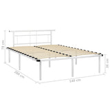 Bed Frame White Powder-coated metal, plywood 140x200 cm Durable 324830