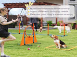 Seven-Piece Dog Agility Equipment Set with Weave Poles, Jump Ring, Hurdle, Pause Box, Carry Bag, T3398P349781