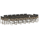 17 Piece Garden Dining Set with Cushions Grey Poly Rattan 3211424