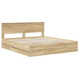 Bed Frame with Drawer Sonoma Oak 180 x 200 cm Engineer Wood 3410681