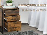 Bedroom Chest of Drawers Set of 2, Industrial 3-Drawer Dresser, Storage Drawers Unit with Metal T3398P378100