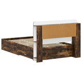 Bed Frame with Storage Smoked Oak 120 x 190 cm Engineered Wood 3433843