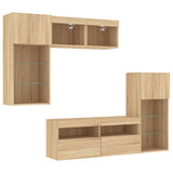 5 Piece TV Wall Units with LED Sonoma Oak Engineered Wood 3216727