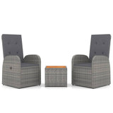 3 Piece Garden Lounge Set Grey Poly Rattan&Solid Wood Acacia 3157668