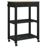 Kitchen Trolley MONZA Black 60 x 40 x 88.5 cm Solid Pine Wood 42027035