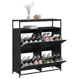 Shoe Cabinet with 4 Flip-Drawers Black 100x34x112 cm 3214413
