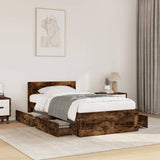 Bed Frame with Headboard without Mattress Smoked Oak 90x200 cm 3295587
