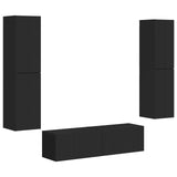 TV Cabinet Set 6 pcs Black Engineered Wood 3409124