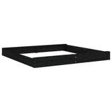 Sandbox with Seats Black Square Solid Wood Pine 825048