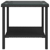 Side Table Black PE rattan, tempered glass, powder-coated steel 319398