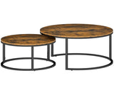 Set of Two Wood-Effect Stacking Tables - Rustic Brown T3398P423512
