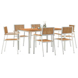 Outdoor Dining Set 7 pcs Solid Teak Wood and Stainless Steel 3334800
