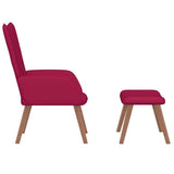 Relaxing Chair with a Stool Wine Red Velvet 327671