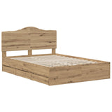 Bed Frame with Storage and Headboard Artisan Oak 160 x 200 cm 3445812