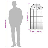 Wall Mirror Black 50x100 cm Arch Iron 358626