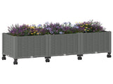 Garden Planter with Wheels Light Grey 120 x 40 x 48 cm PP 3423049