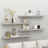 Floating Wall Shelves 4 pcs Concrete Grey 120x23.5x3.8 cm MDF 326608