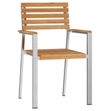 Garden Chair 6 pcs Solid Teak Wood and Stainless Steel 3334849