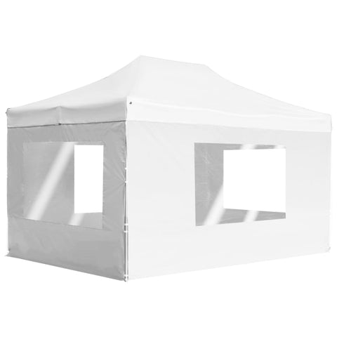 Professional Folding Party Tent with Walls Aluminium 4.5x3 m White 45500