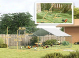 Walk-in Chicken Run w/ Cover, Feeding Door, Hanging Feeder, Perch, for 12-18 Poultry T3398P551674
