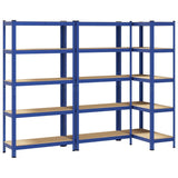 5-Layer Storage Shelves 3 pcs Blue Steel&Engineered Wood 3307592