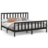 Bed Frame without Mattress Black 200x200 cm Solid Wood Pine 3106727