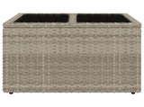 Garden Table with Glass Top Light Grey 55x55x37 cm Poly Rattan 366182