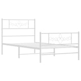 Metal Bed Frame without Mattress with Footboard White 90x200cm 355327