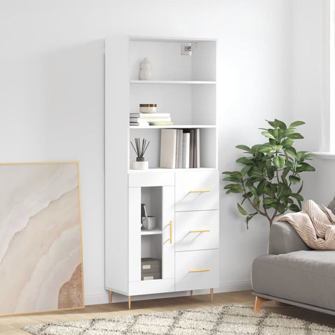 Highboard White 69.5x34x180 cm Engineered Wood 3189493