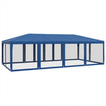Party Tent with 12 Mesh Sidewalls Blue 8x4 m HDPE 4010072