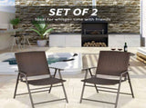 Set of Two Folding Rattan Seat Chairs - Brown T3398P317526
