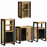 Bathroom Furniture Set with Shelf 4 pcs Brown Solid Mango Wood 3305694