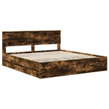 Bed Frame with Drawer Smoked Oak 180 x 200 cm Engineer Wood 3407960