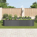 Garden Raised Bed 400x80x81 cm Galvanised Steel Grey 45521