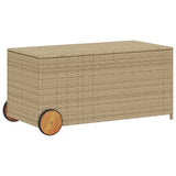 Garden Storage Box with Wheels Mix Beige 190L Poly Rattan 365327