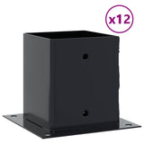 Post Bases Square 12 pcs Anthracite 101x101 mm Powder-coated Steel 42000031