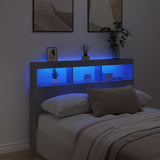 Headboard Cabinet with LED Concrete Grey 140x17x102 cm 839199
