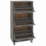 Shoe Cabinet "HAMAR" Light Grey 59,5x35x117 cm Solid Wood Pine 340515