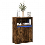 Sideboard with LED Smoked Oak 72x34x100 cm Engineered Wood 852163