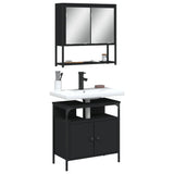 2 Piece Bathroom Furniture Set Black Engineered Wood 3214655