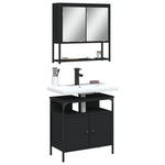 ZNTS 2 Piece Bathroom Furniture Set Black Engineered Wood 3214655