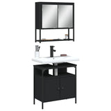 ZNTS 2 Piece Bathroom Furniture Set Black Engineered Wood 3214655