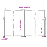 ZNTS Retractable Side Awning Taupe 180x1200 cm 4004844